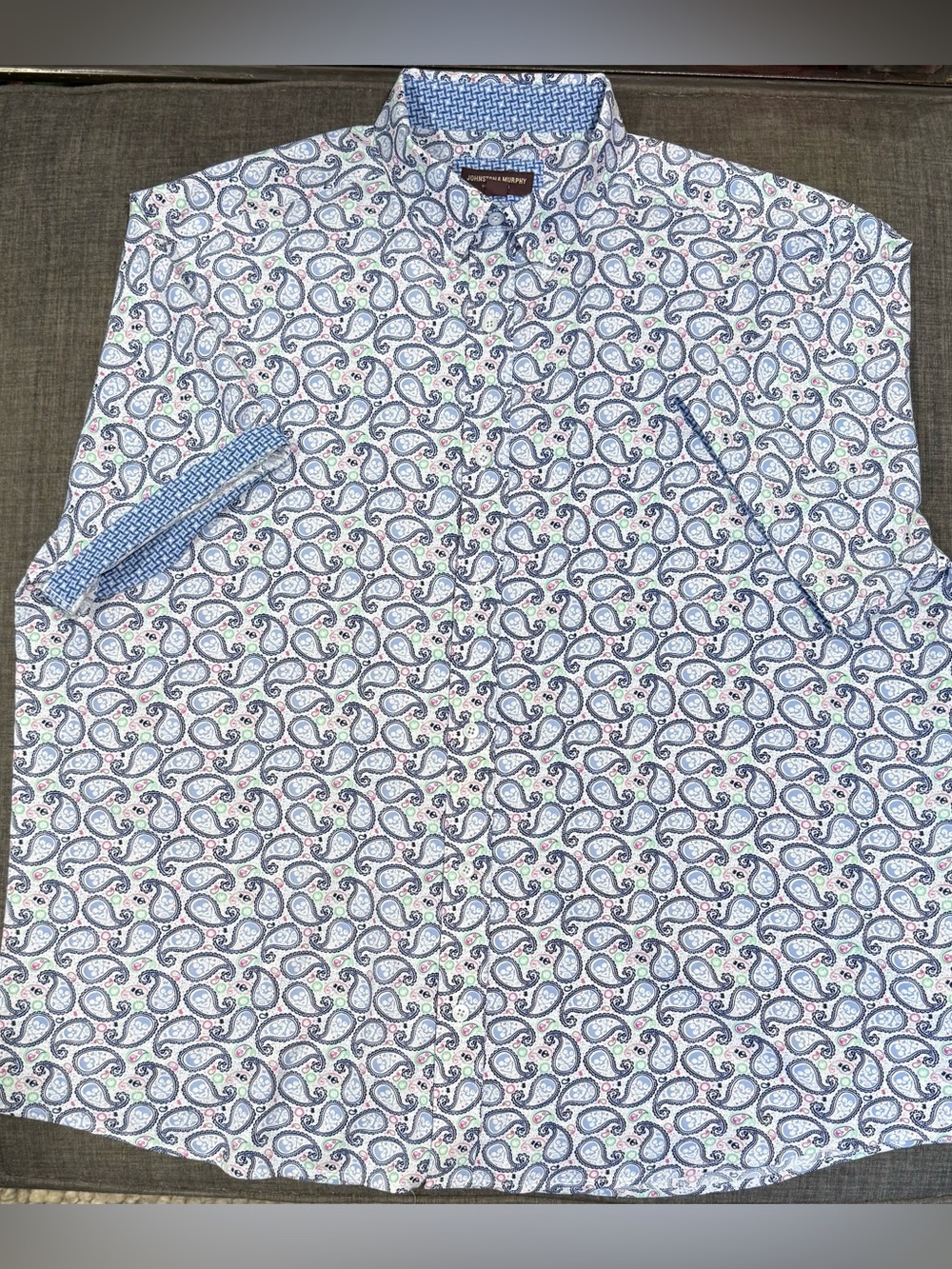 Johnston & Murphy White Skulls & Paisley Button-Down Knit Shirt